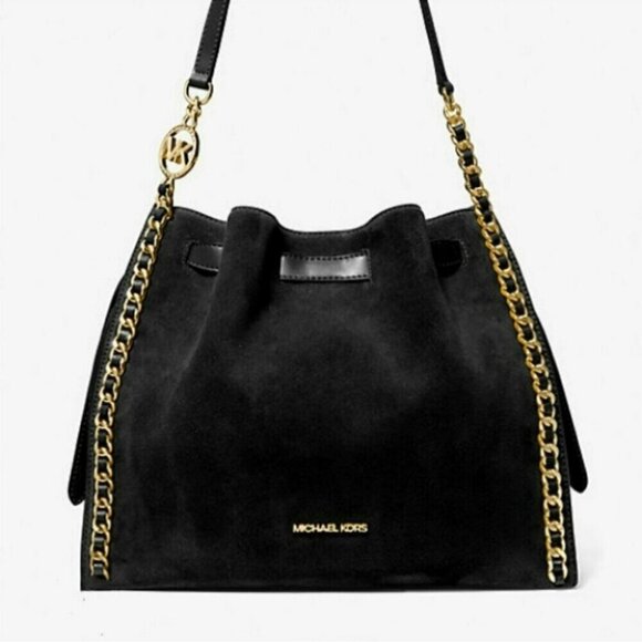 🔥NeW! $598 Large Michael Kors Mina Suede Chain Shoulder Bag - Picture 1 of 10